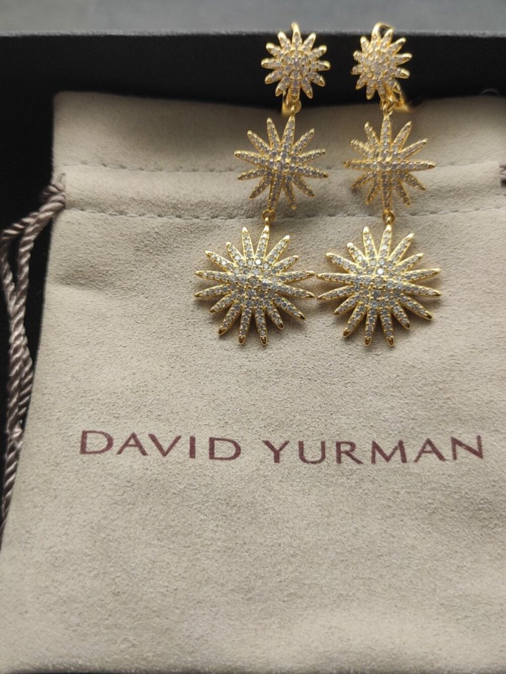 David Yurman Gold Sunflower Triple Earrings - Picture 7 of 9